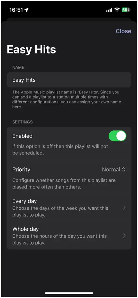 Configure playlist settings